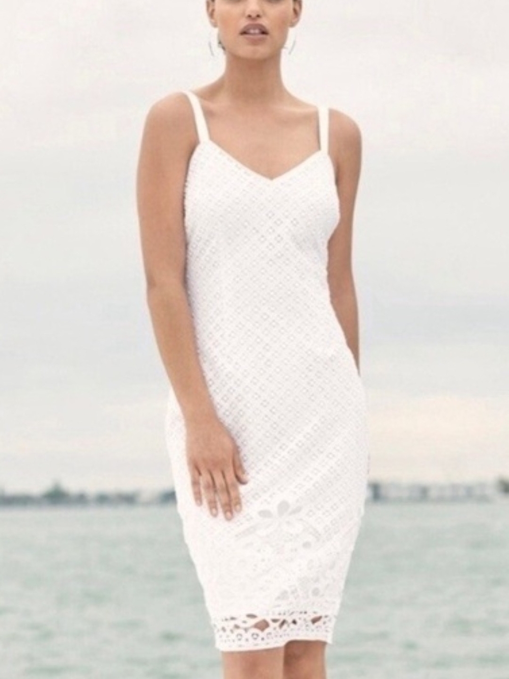 White House Black Market White Eyelet Midi Dress